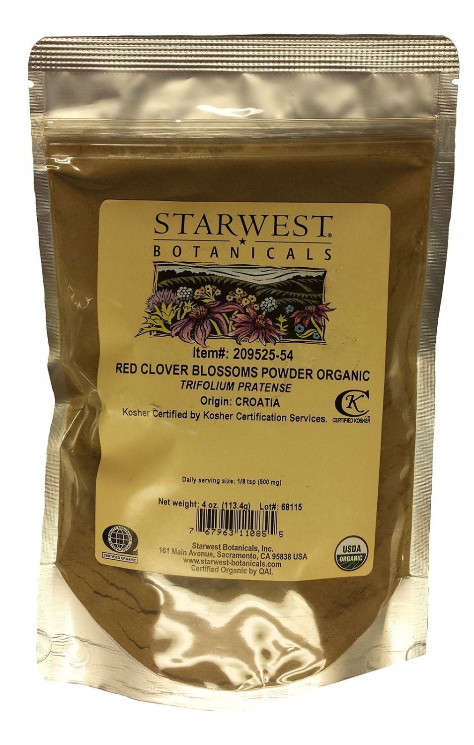 Organic Red Clover Blossom Powder - 4 Oz (113 G) - Starwest Botanicals