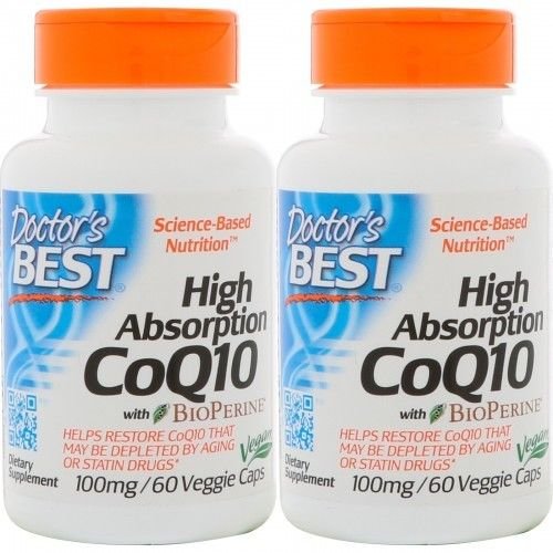 Doctor's Best, High Absorption CoQ10 with BioPerine, 100 mg, 60 Veggie Caps 2 pc