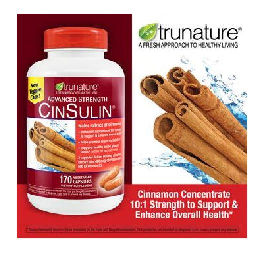 Trunature Advanced Strength CinSulin Cinnamon Blood Glucose 170 Capsules