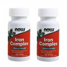 2x Now Foods Ferrochel Iron Complex Vegetarian 100 Tabs Made In USA FREE US SHIP