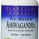 Planetary Herbals Ashwagandha Full Spectrum 570 mg Rejuvenating Tonifier120 T...