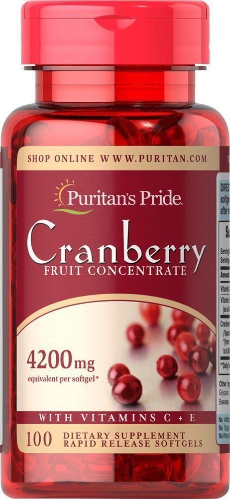Cranberry Fruit Concentrate 4200mg Extract Vitamin C E 100 Softgels ...