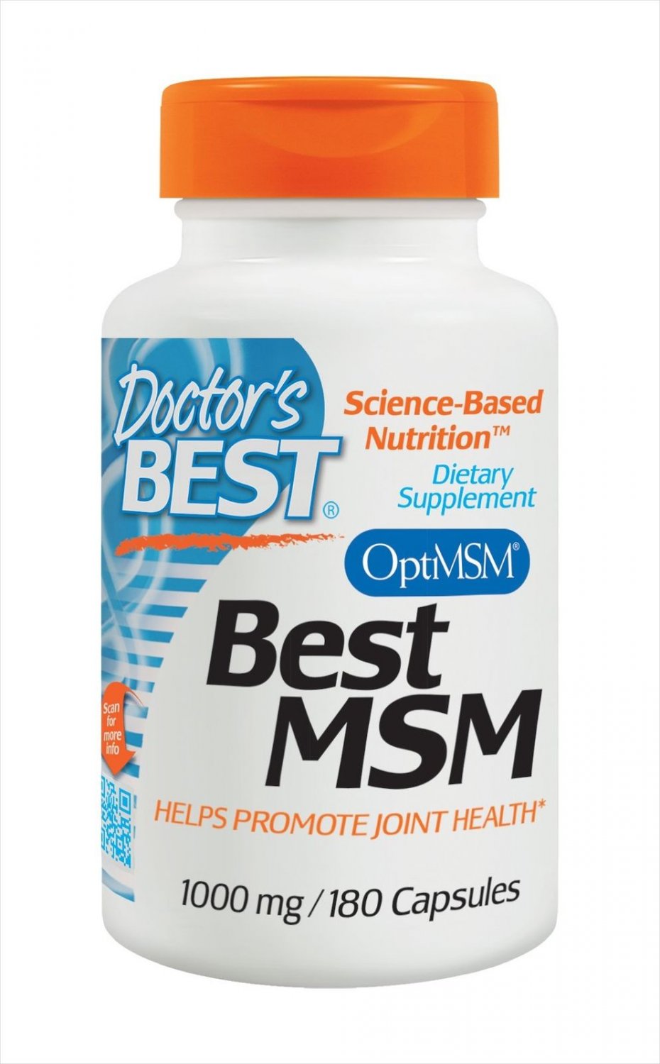 Doctor's Best MSM with OptiMSM Non-GMO Gluten Free Joint Support 1000 mg 180 ...