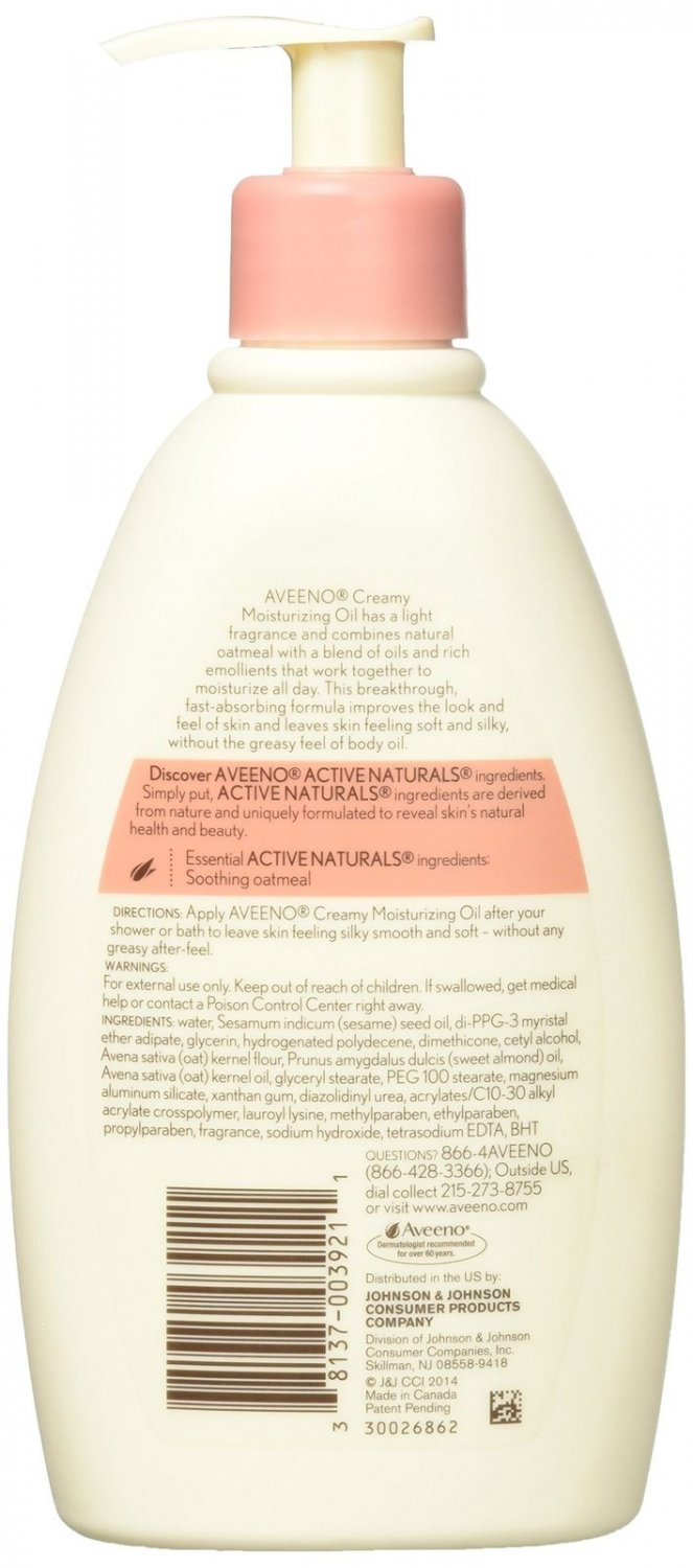 Aveeno Creamy Moisturizing Body Oil For Dry Skin 12 Fl. Oz