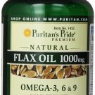 Puritan's Pride Premium Natural Flax Oil 1000 mg Omega-3 6 & 9 Cold Pressed