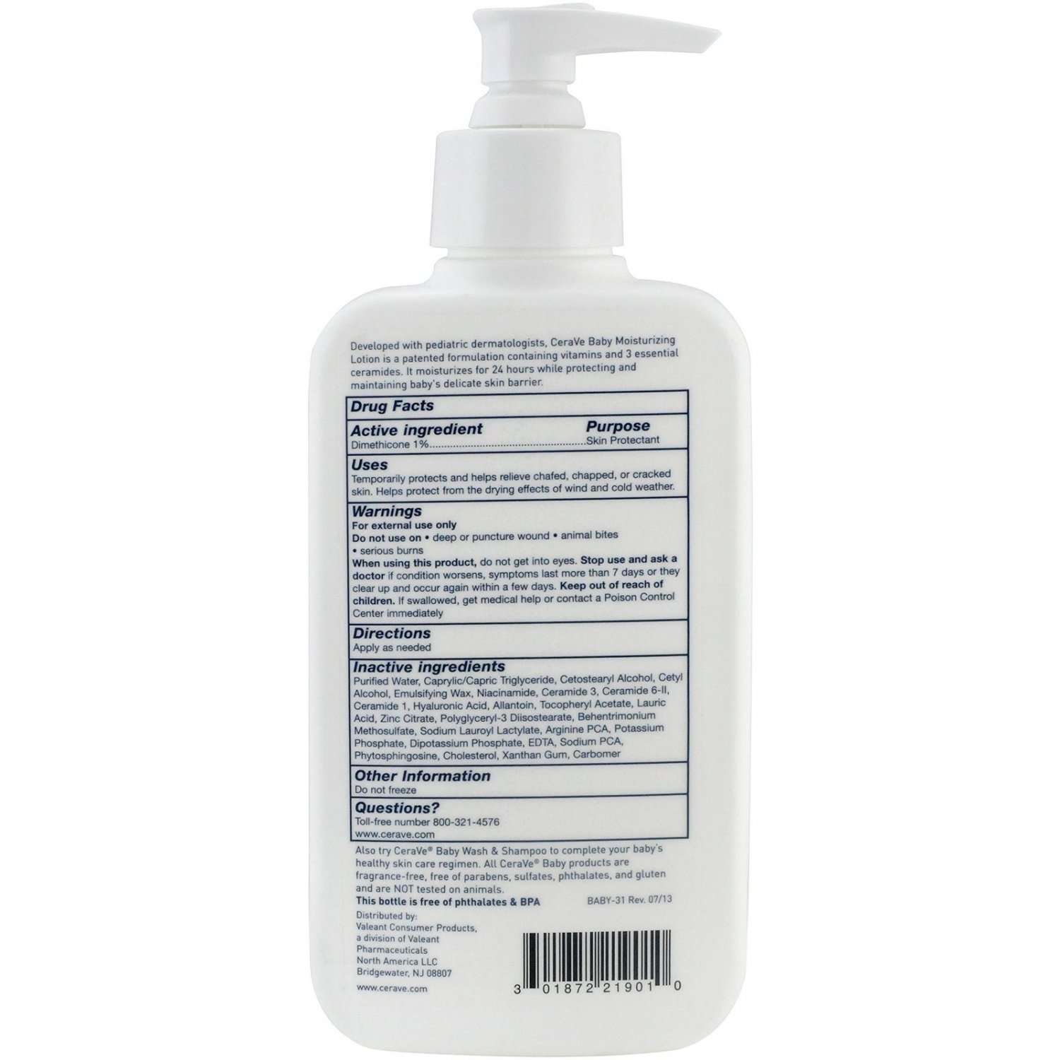 CeraVe Baby Lotion 8 oz with Essential Ceramides and Vitamins for