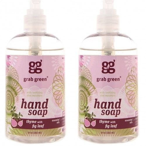 Grab Green  Liquid Hand Soap Thyme with Fig Leaf 12 Ounce (Pack of 2)