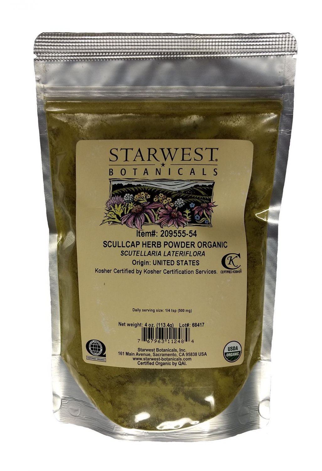 STARWEST SCULLCAP HERB POWDER ORG 4OZ