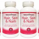 4x Hair, Skin & Nails Vitamins Biotin 5000 mcg Vitamin B-6 - 60 Capsules