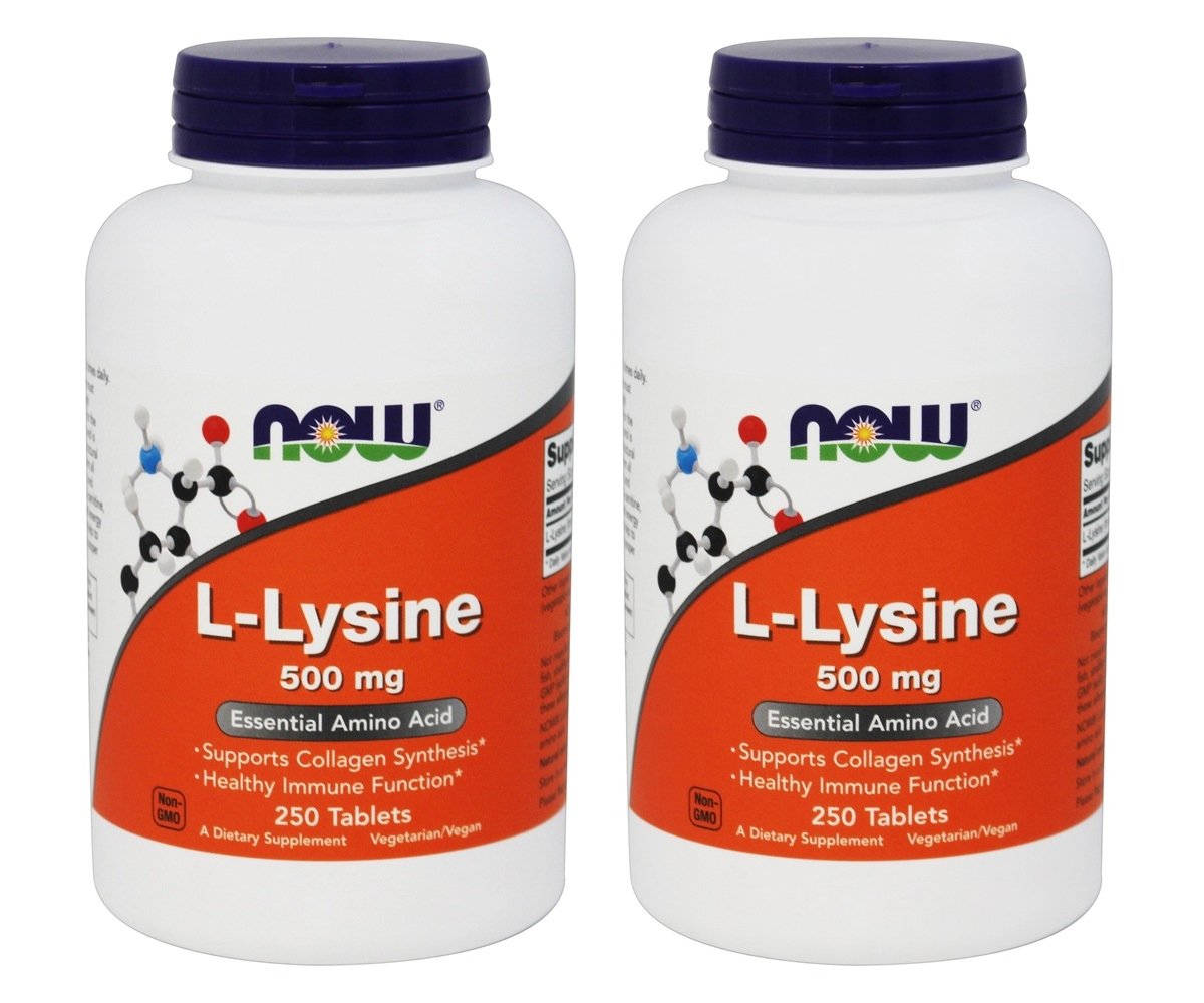 L-Lysine 500mg - 250 Tablets by Now Foods (Pack of 2)