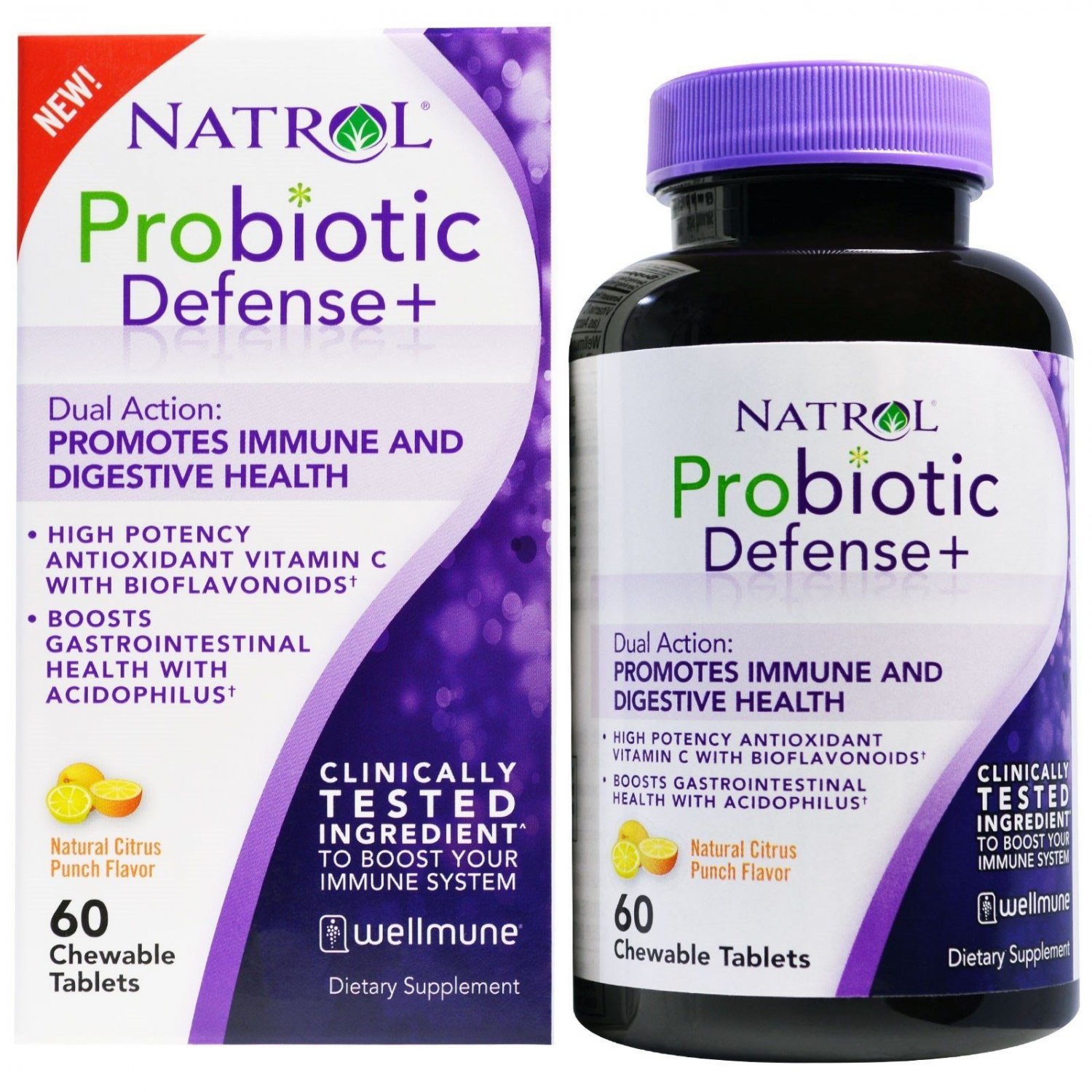 Natrol PROBIOTIC DEFENSE + Immune & Digestive Health - 60 Chewable Tablets