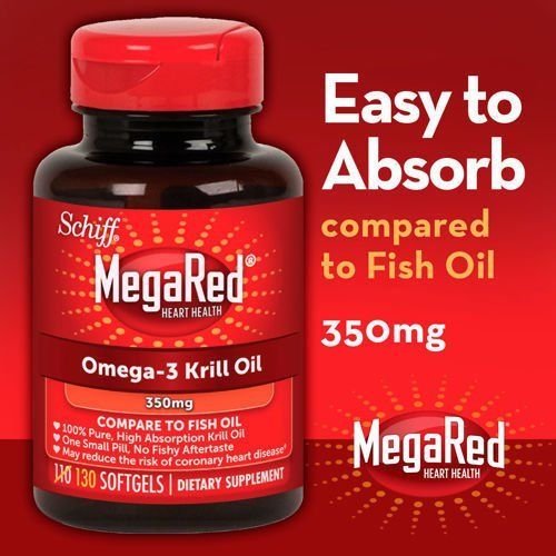 MegaRed 350mg Omega3 Krill Oil Dietary Supplement 130 Softgels by Schiff