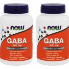 2 Bottles NOW Foods GABA 500 mg B-6 2mg - 100 Caps, Made In USA FREE US SHIPPING