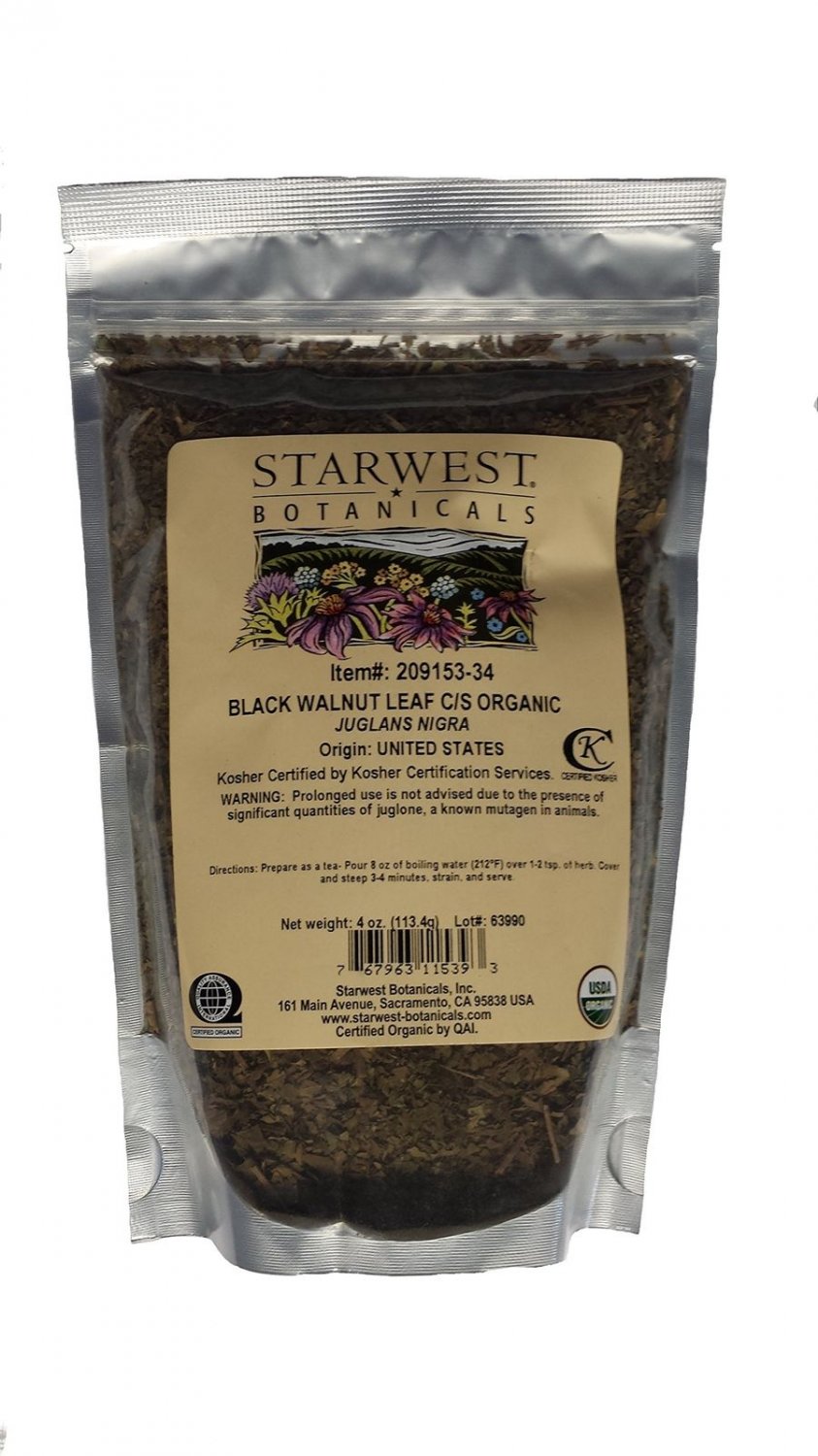 Organic Black Walnut Leaf C/S Starwest