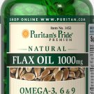 Puritan's Pride Natural Flax Oil 1000 mg - 120 Rapid Release Softgels