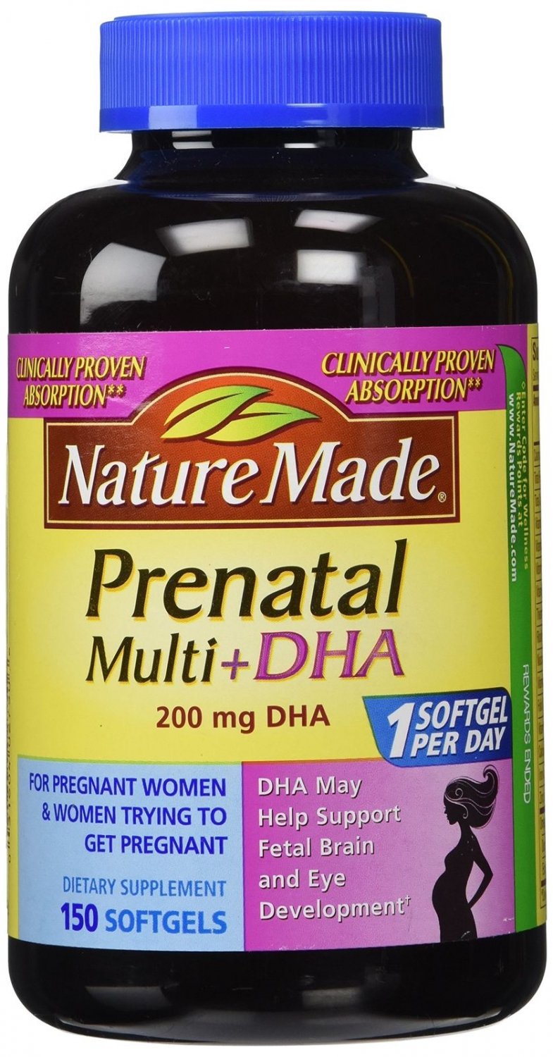 Nature Made Prenatal Multi+DHA 200mg 150 Softgels One Bottle