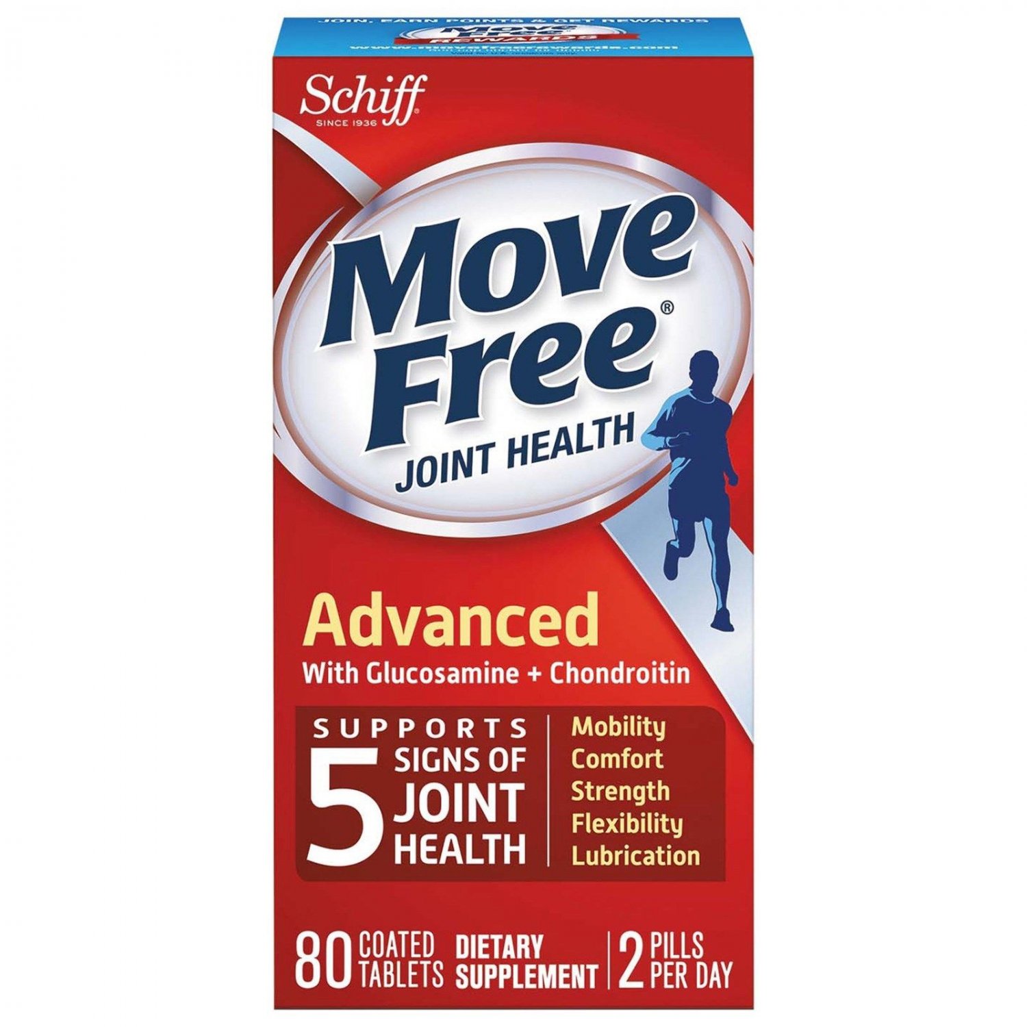 SCHIFF MOVE FREE ADVANCED Glucosamine Chondroitin 80 Tablets
