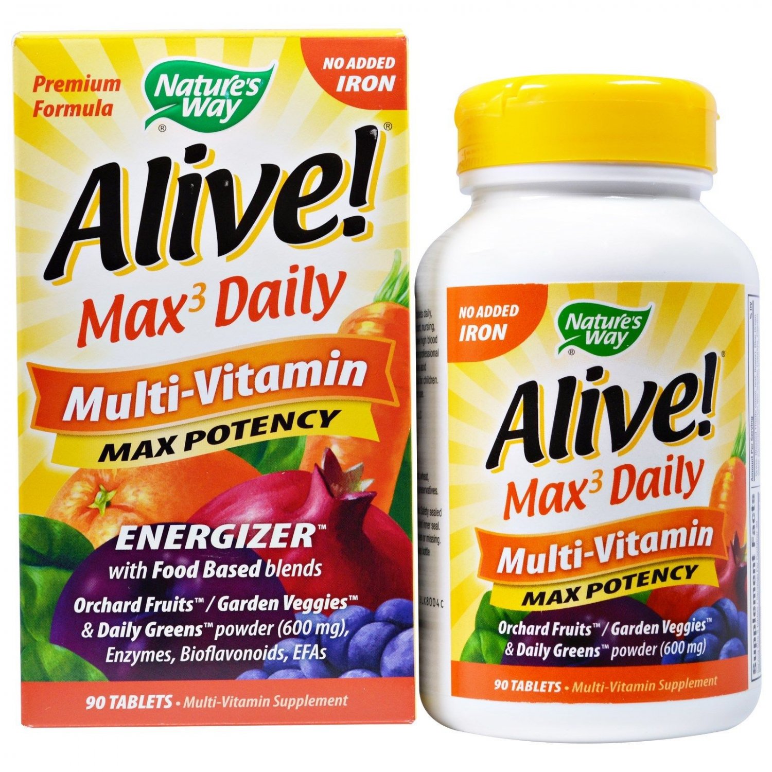 Alive! Max Potency (no iron added) - 90 Tablets - Nature's Way