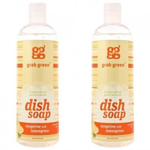 Grab Green Liquid Dish Soap Tangerine with Lemongrass 16 Ounce (Pack of 2)
