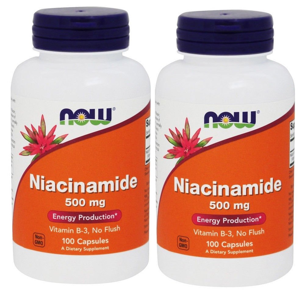 2x NOW Foods Niacinamide (B-3) 500mg 100 Caps Made In USA FREE SHIPPING