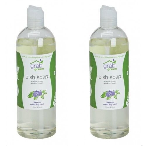 Grab Green Liquid Dish Soap Thyme with Fig Leaf 16 Ounce (Pack of 2)