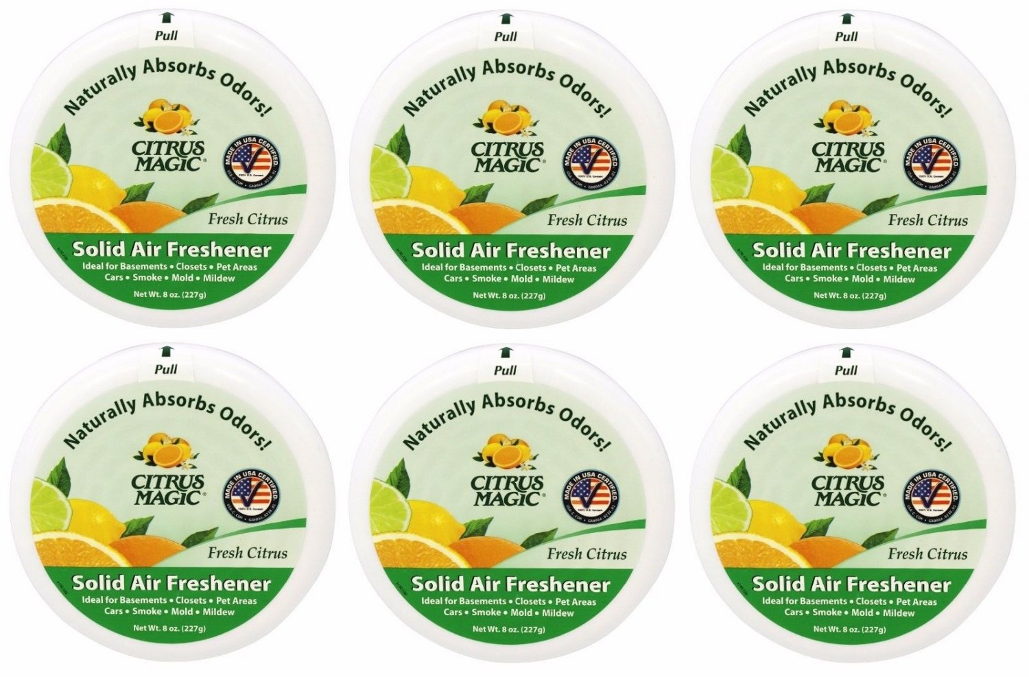 6x Citrus Magic Solid Air Freshener Fresh Citrus 8 oz
