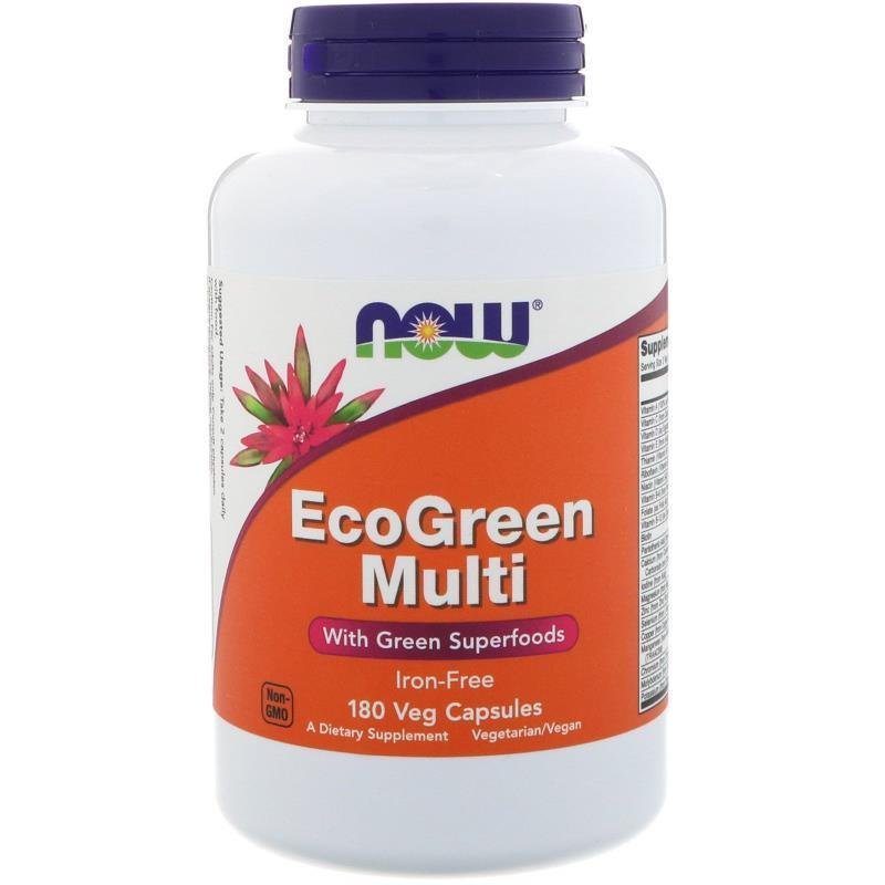 EcoGreen Multi Iron-Free 180 Veg Capsules Now Foods