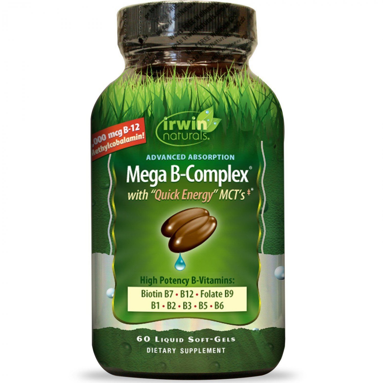 Irwin Naturals - Mega B Complex with Quick Energy MCTs - 60 Softgels