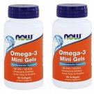 2 x NOW FOODS Omega-3 Fish Oil Mini Gels 180 EPA/120 DHA 90 Softgels Made In USA
