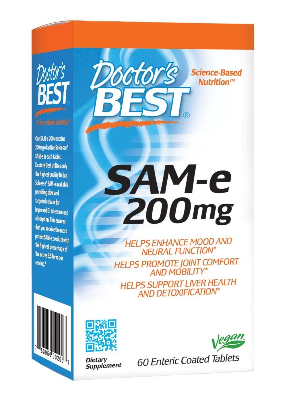 Doctor's Best SAM-e 200 mg Vegan Gluten Free Soy Free Mood and Joint Support