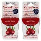 Eco-Dent Premium Dental Floss VeganFloss Cranberry-Aloe Vera 100 yards pack of 2