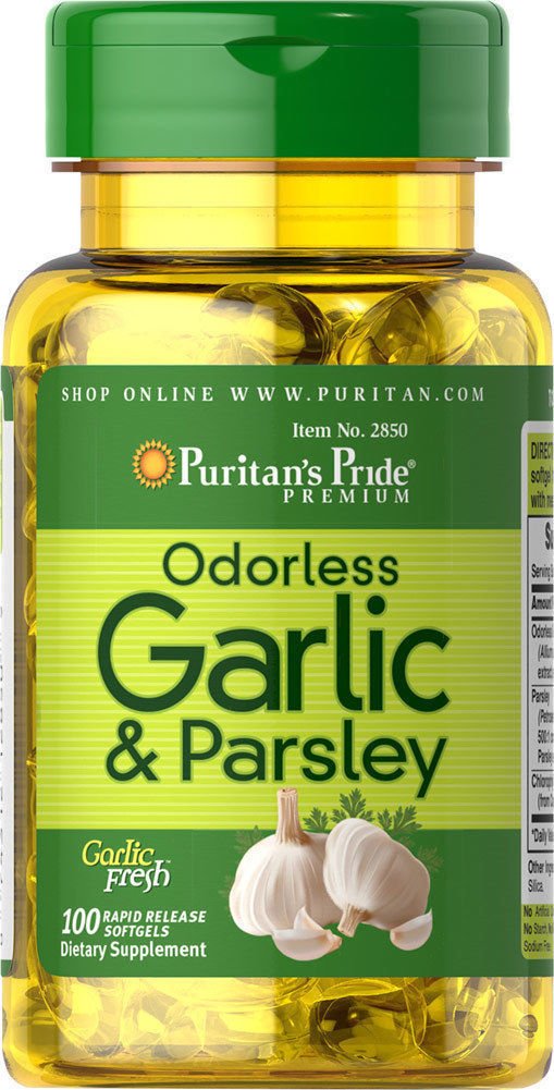 Puritan's Pride Odorless Garlic & Parsley 500mg/100mg-100 Rapid Release Softgels