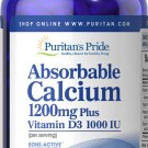 Puritan's Pride Absorbable Calcium 1200 mg with Vitamin D3 1000 IU -100 Softgels