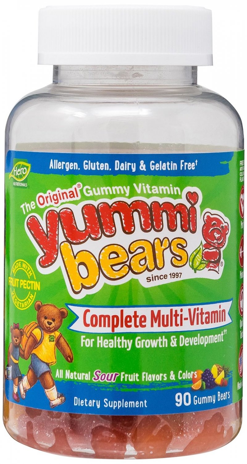 Yummi Bears Vegetarian Multi-Vitamin & Mineral Gummy Vitamin for Kids 90 Gumm...