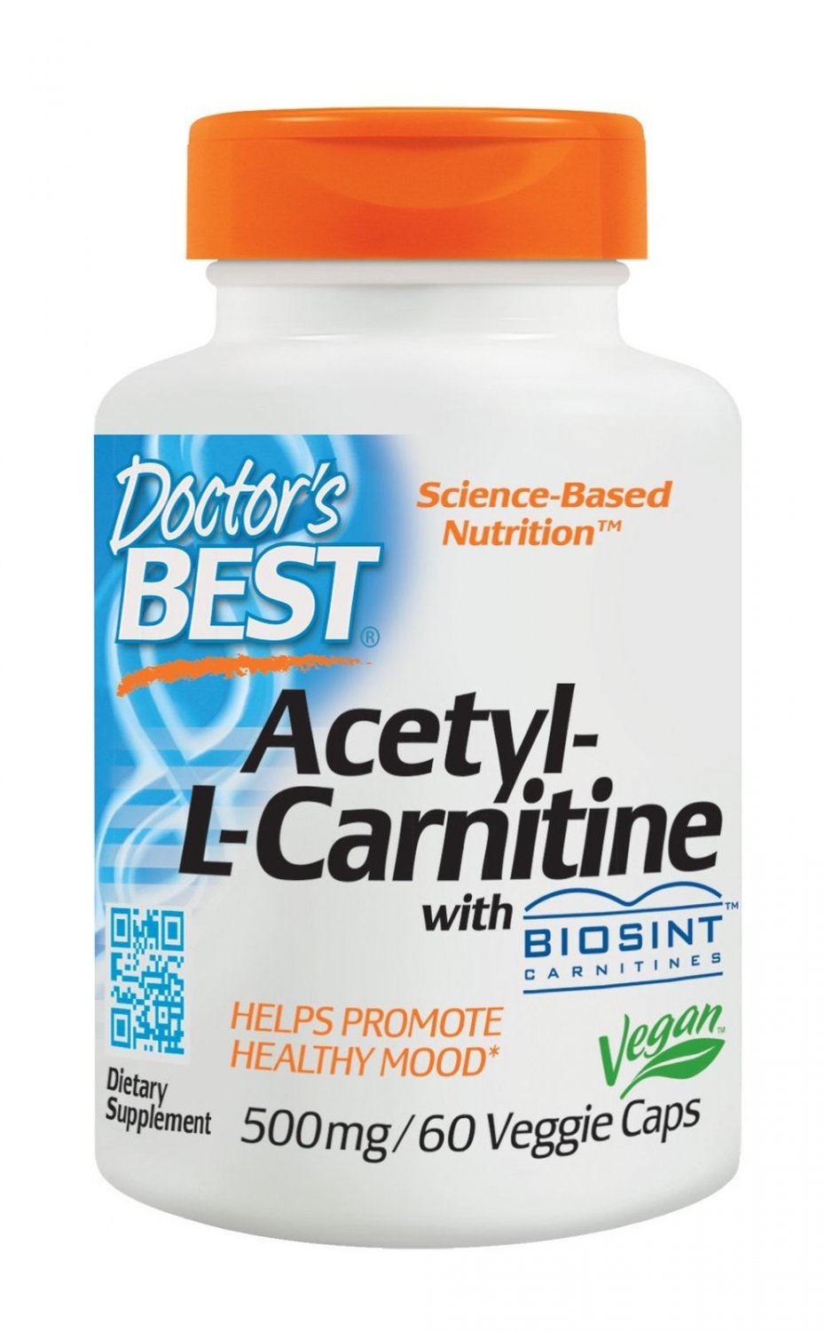 Doctor's Best Acetyl L-Carnitine Non-GMO Vegan Gluten Free Mood Support 60 VCAPS