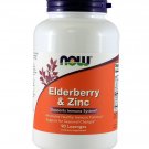 NOW Elderberry and Zinc 90 Lozenges (Pack of 2)