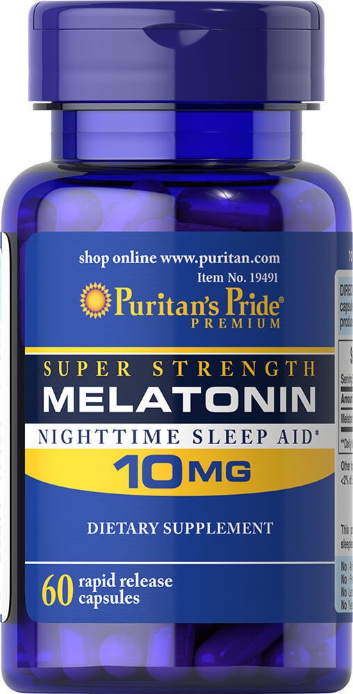 Puritan's Pride Night Time Sleep Aid Melatonin 10 mg, 60 Capsules
