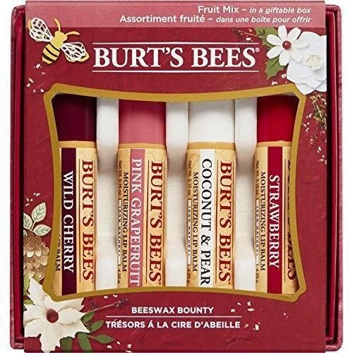 Burts Bees Beeswax Bounty Assorted Fruit Lip Balm Holiday Gift Set, 4 Lip Balms