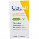 CeraVe Sunscreen Broad Spectrum SPF 50 Zinc Face Lotion 2 oz Water Resistant NIB