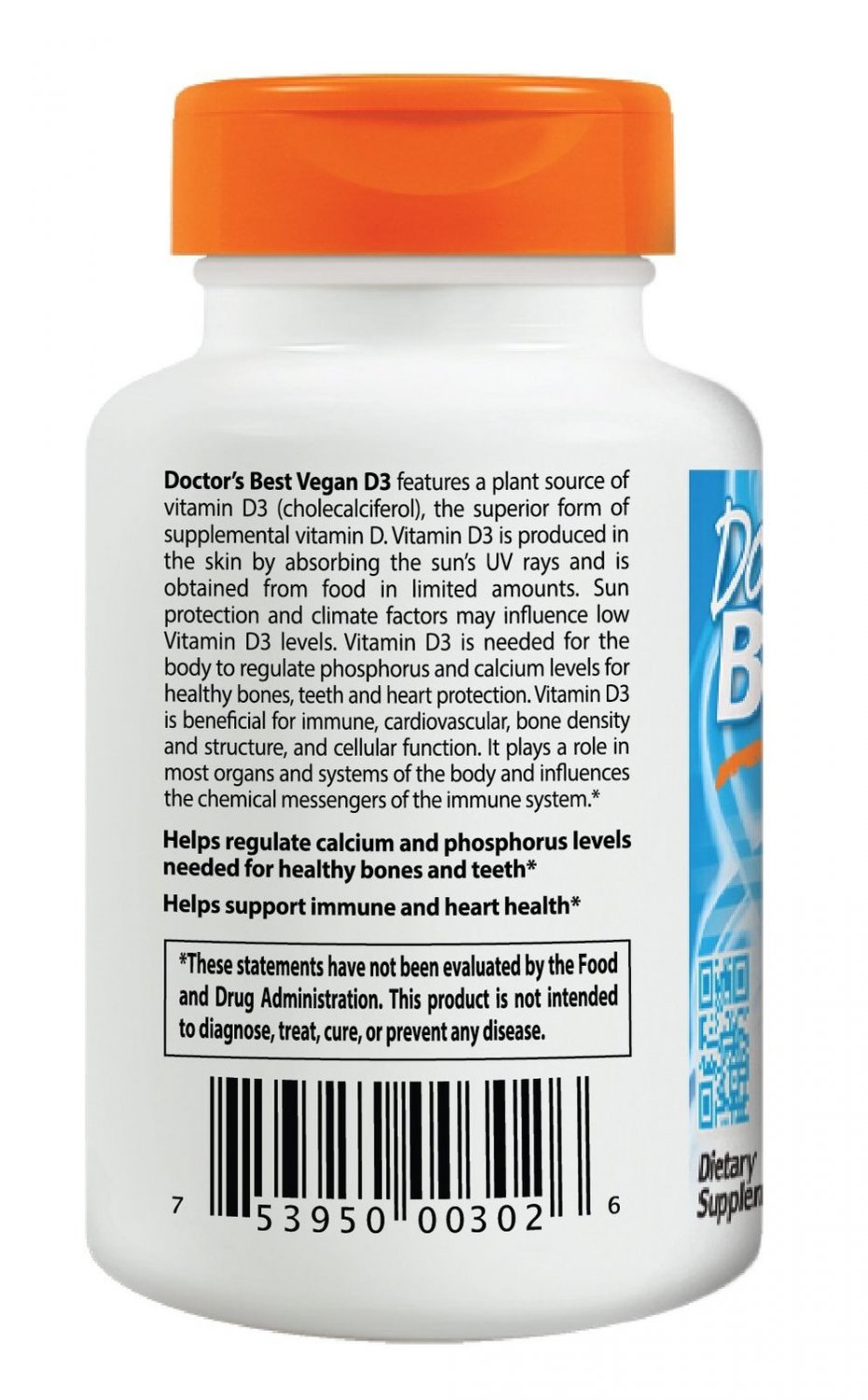 Doctor's Best Vitamin D3 2500IU with Vitashine D3 NonGMO Vegan Gluten