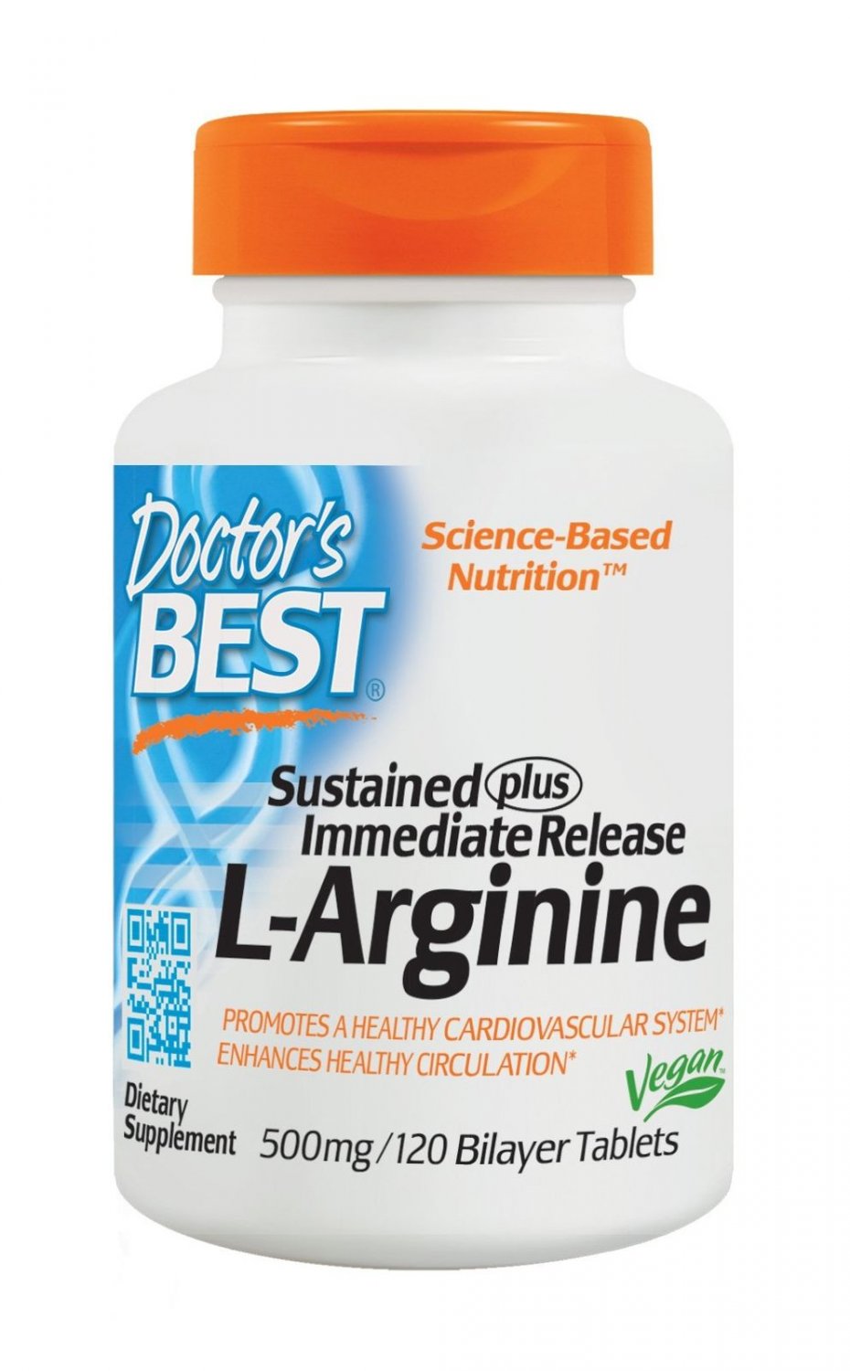 Doctor's Best Sustained Plus Immediate Release L-Arginine Non-GMO Vegan Glute...