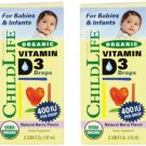 Child Life Organic Vitamin D3 Liquid Natural Berry .338 Fluid Ounce pack of 2