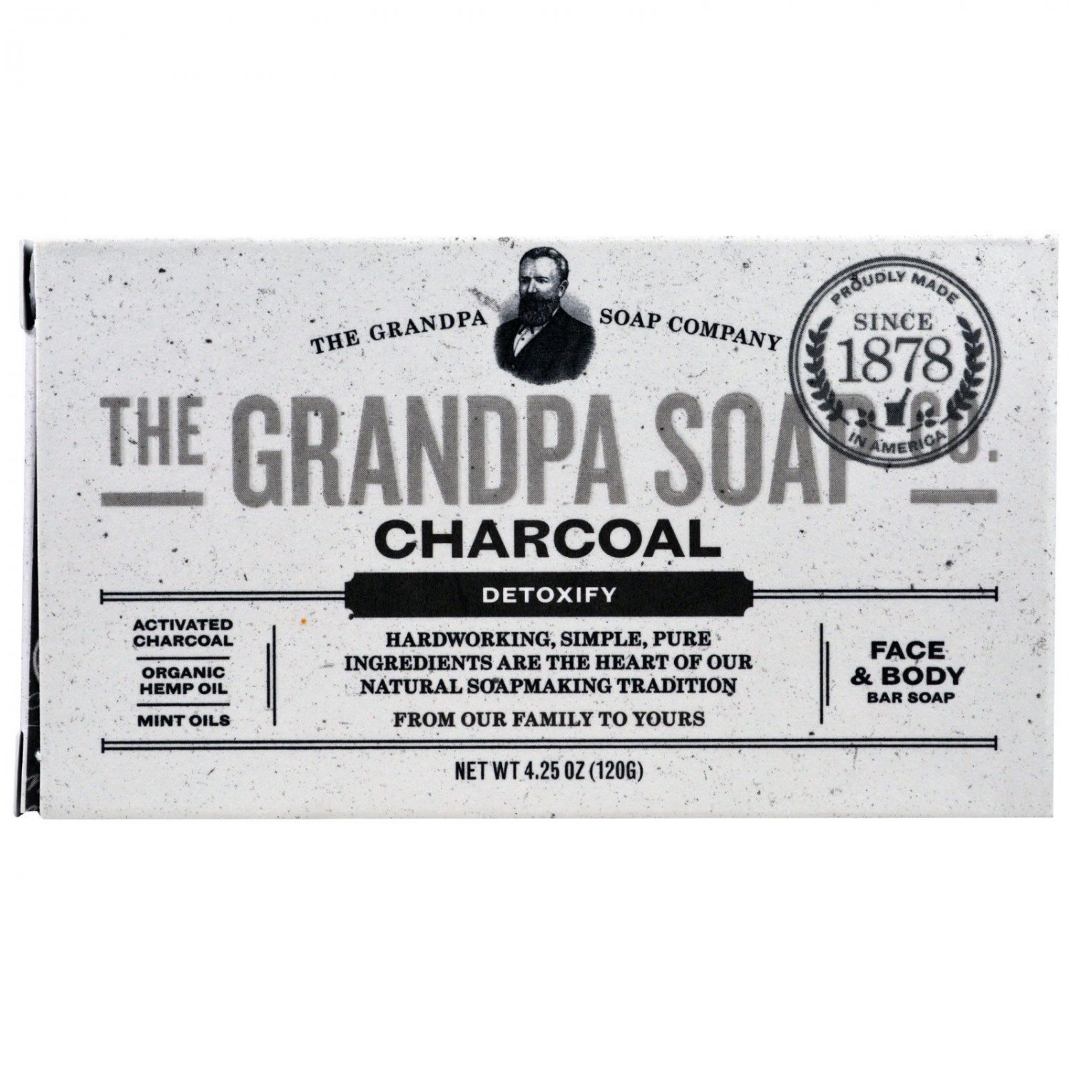 Grandpa Soap Co Face & Body Bar Soap, Detoxify, Charcoal 4.25 Oz