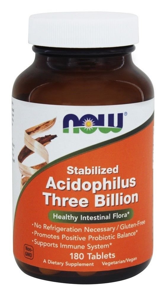 Stabilized Acidophilus Three Billion 180 Tablets Now Foods