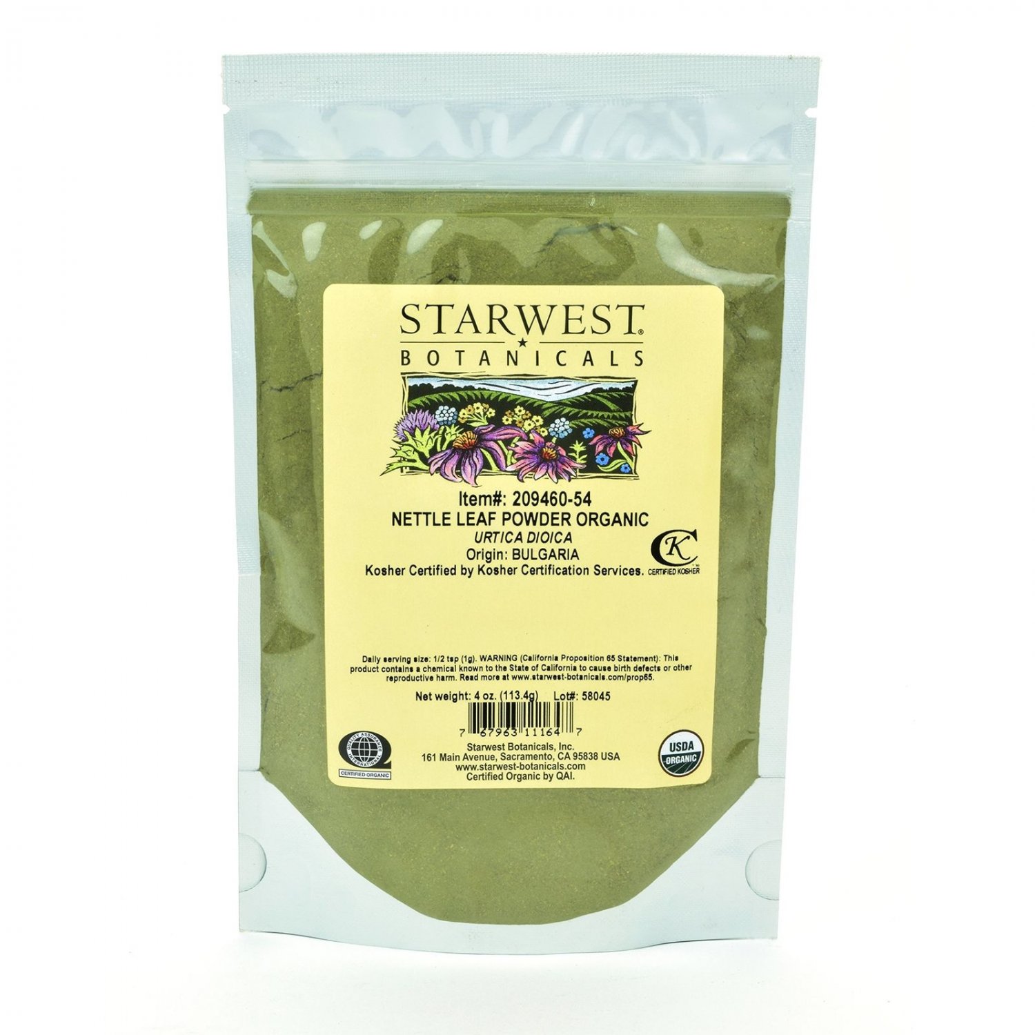 Starwest Botanicals Organic Nettle Leaf Powder 4 Ounces