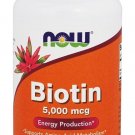 NOW Foods Biotin 5000 mcg 60 VCap Skin Hair Health Made In USA FREE SHIP