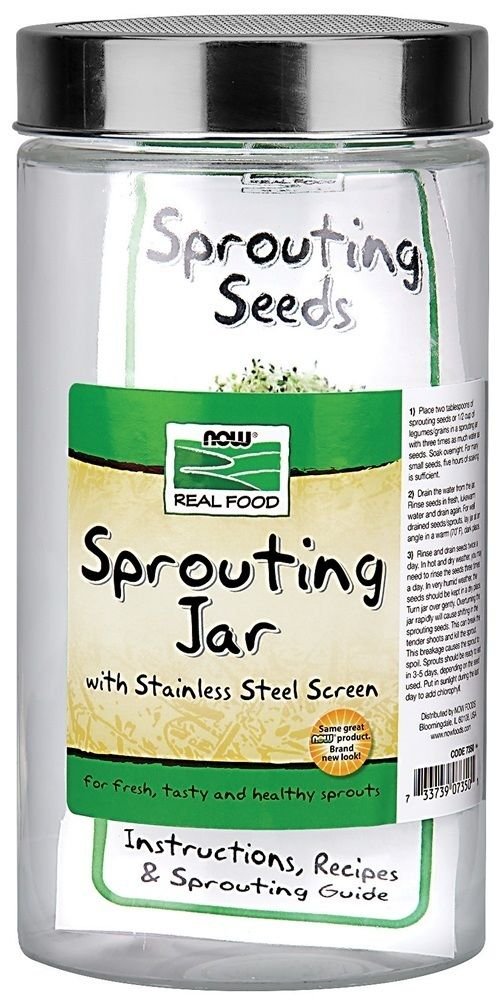 NOW Foods Sprouting Jar with Stainless Steel Screen - 64 oz.