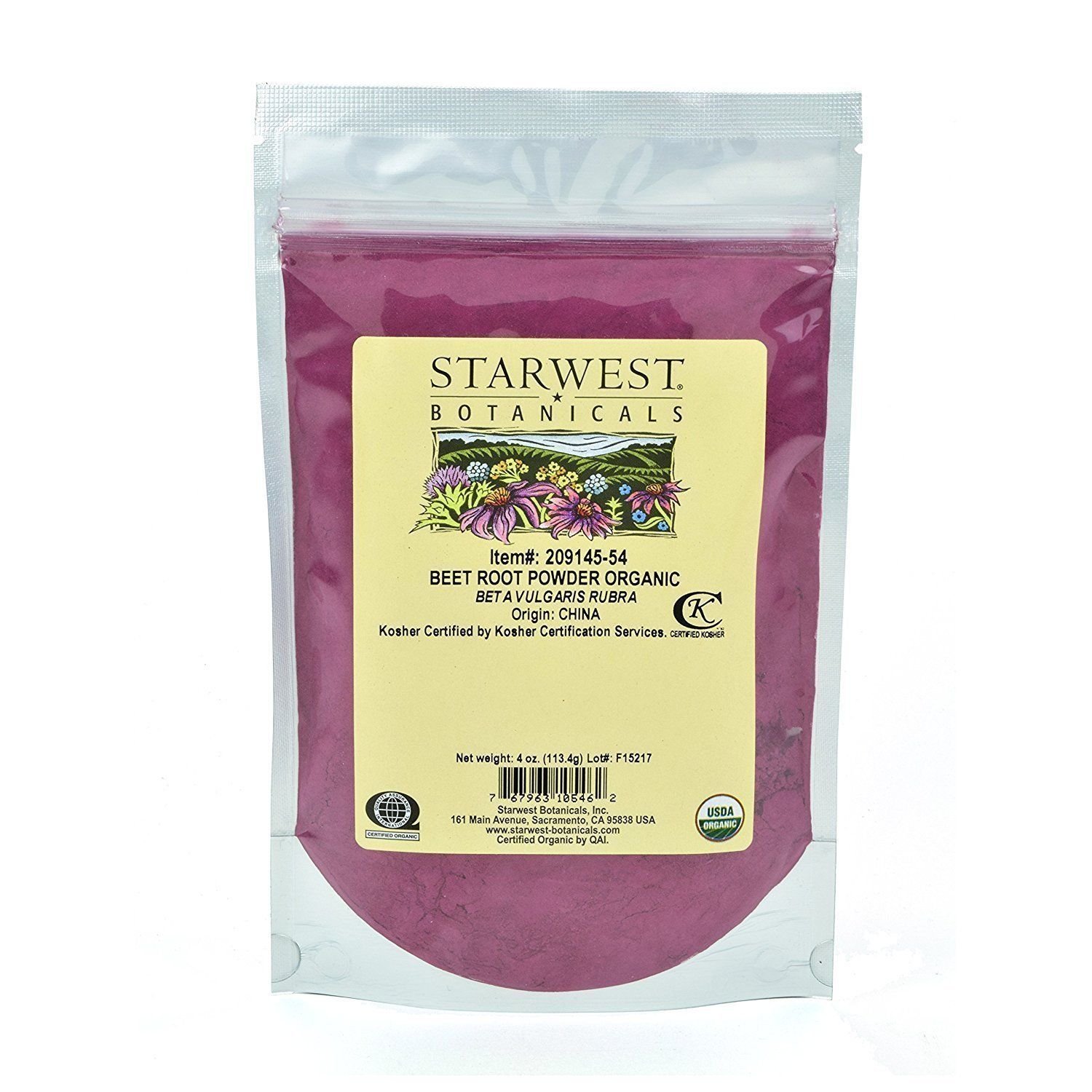 Starwest Botanicals Organic Beet Root Powder 4 Ounces