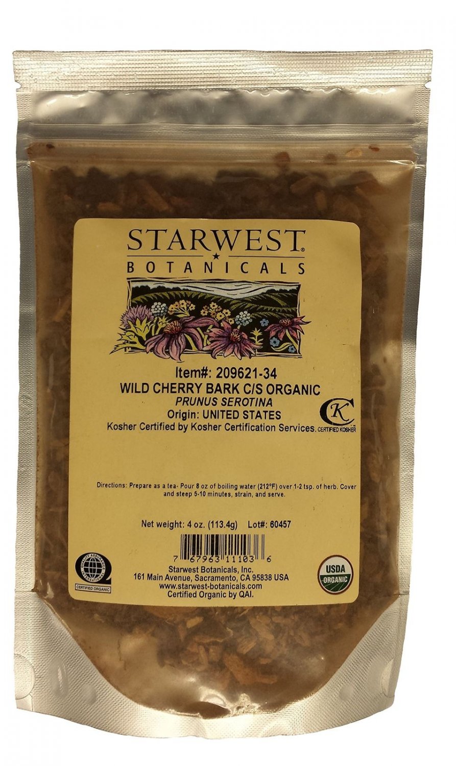STARWEST WILD CHERRY BARK C/S ORG 4OZ