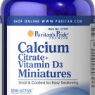 Puritan's Pride Calcium Citrate + Vitamin D3 Miniatures -200 mini Coated Tablets